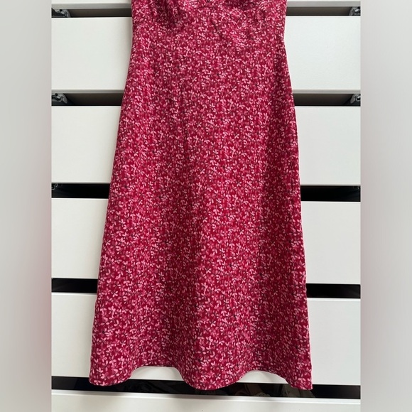 RUE 21 Vintage Y2K Pink Red Floral Cap Puff Sleeve Midi Dress Size Small - Picture 10 of 14